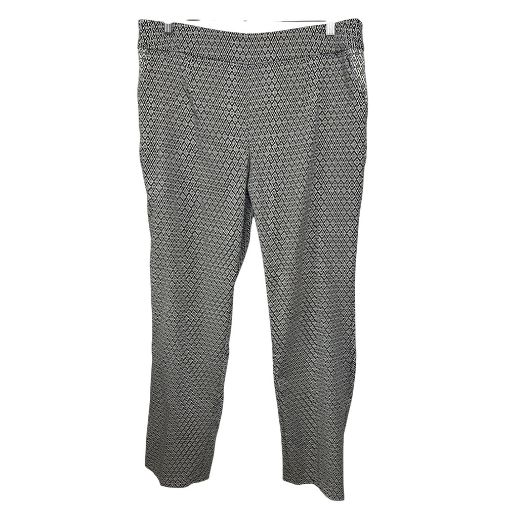Cato Classic Trousers Womens 16W Black White Geometric Straight Leg Pull On PA44